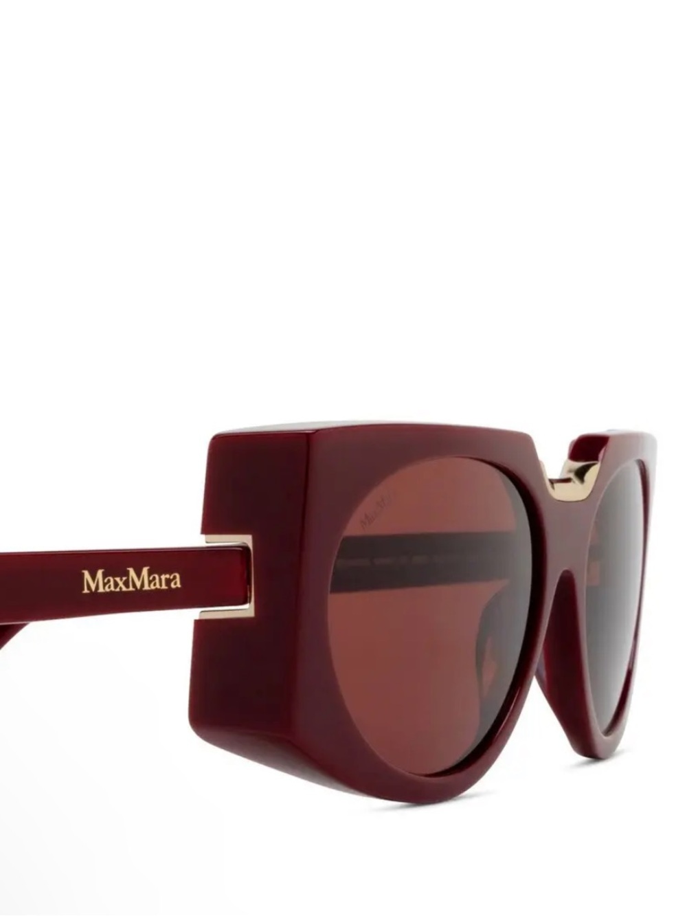 MaxMara Burgundy Shield Sunglasses with Gold Accent - Picture 5 of 10